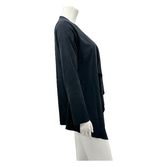 Soft Surroundings Sweater Women Small Black Ultra Soft Waterfall Cardigan Office - Picture 3 of 7